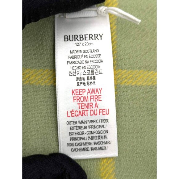 Burberry Kids Heritage Check Fringed Cashmere Scarf Green 8078175 - Picture 6 of 9
